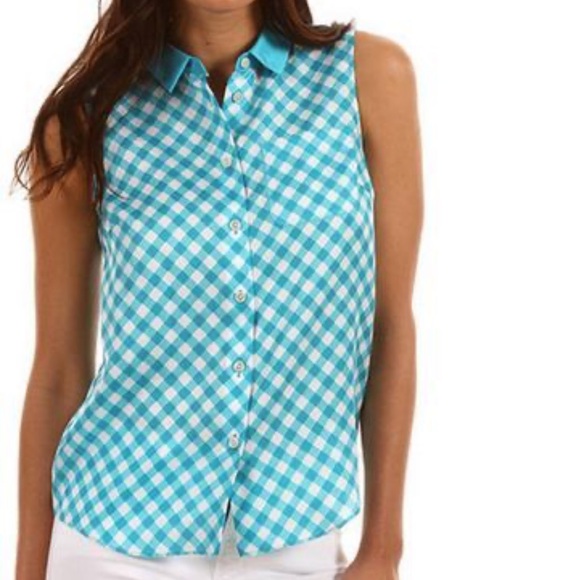 Kate Spade Gingham Fey Top in Firoza Spring 12 - Picture 2 of 7
